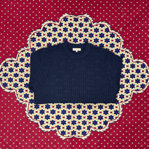 Round neck knitted sweater - Dark Blue