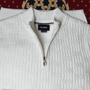 Half zipper knitted sweater - Pearl White